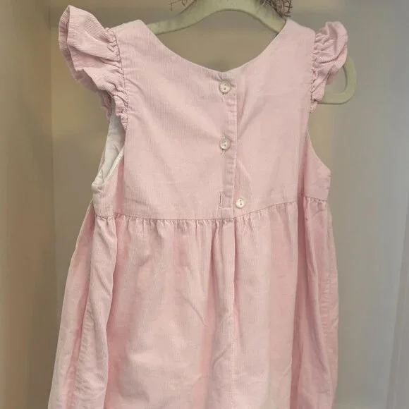 “K” Monogram Pink Corduroy Coveralls, girls size 2t - Picture 3 of 4